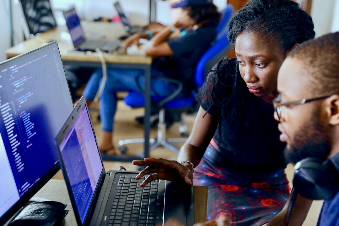 mentor helping student with code